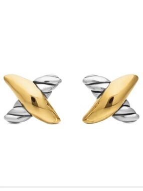 David Yurman Petite X Stud Earrings In Sterling Silver With 18k Yellow Gold